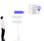 Illustration of signposts pointing different directions